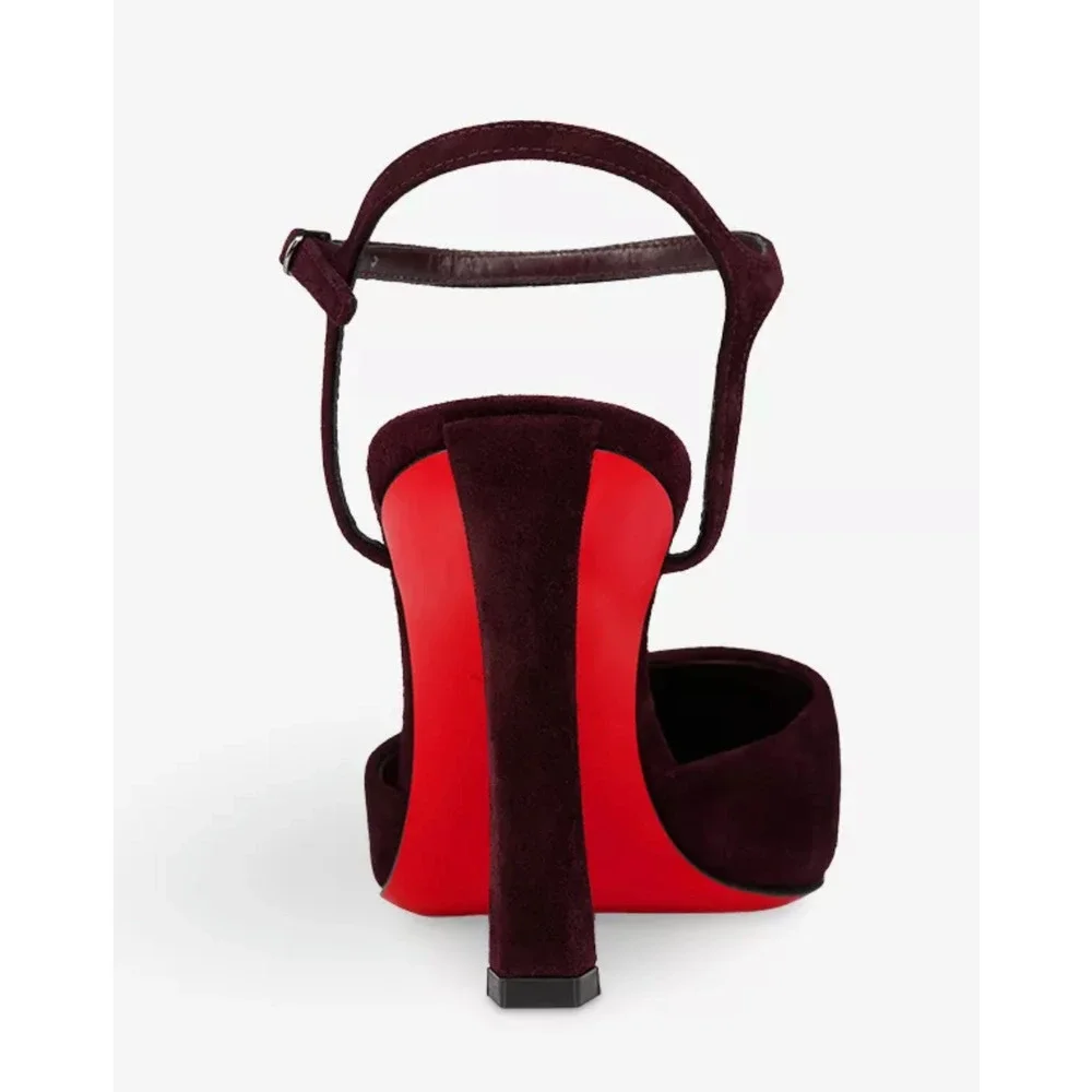 Christian Louboutin Condora Riviera 85 Amara Burgundy Ankle Strap Heel Pump 38.5